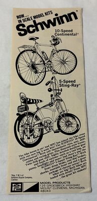 1972 SCHWINN MPC MODELS ad ~ 10-Speed Continental, 5-Speed Sting-Ray