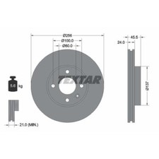 TEXTAR 2x Bremsscheibe vorne Ø256 mm für Chevrolet Aveo Schrägheck T300 1.4 1.6