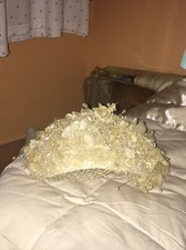 Ivory Wedding Bridal Hat  Veil Lace Flowers True Vintage