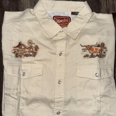 Howler Bros University Of Texas Longhorns Gaucho Pearl Snap Men s XL NWT