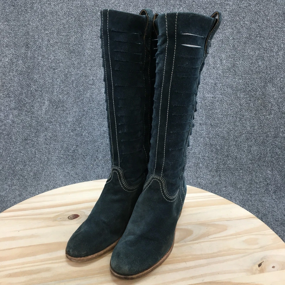 Boutique 9 Botas Mujer 7M Shana Corte Alto Vaquera Occidental Cuero Verde Azul Foto 3 de 4