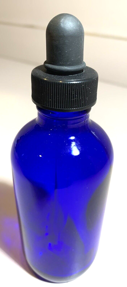 2 Cobalt Blue Glass Bottles with Glass Eye Dropper New !! 4oz