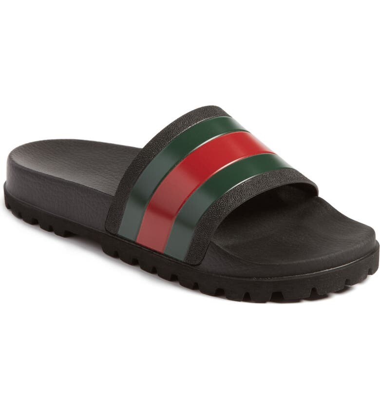 Gucci Web Men's Rubber Slide Sandal 