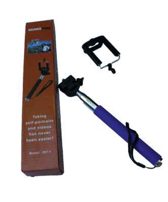 Mono Pod Selfie Stick New 9''Closed X Upto 37'' Long Hasv Swivel Head W/wristband