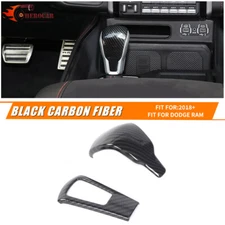 2PCS Carbon Fiber Gear Shift Knob Cover Trim for Ram TRX 2018-2024 Accessories