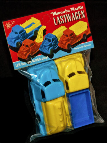 MANURBA WUNDERSCHÖNES 8,5 cm PLASTIK LKW TRUCK PAAR 1970er JEAN HÖFLER - Bild 2 von 6