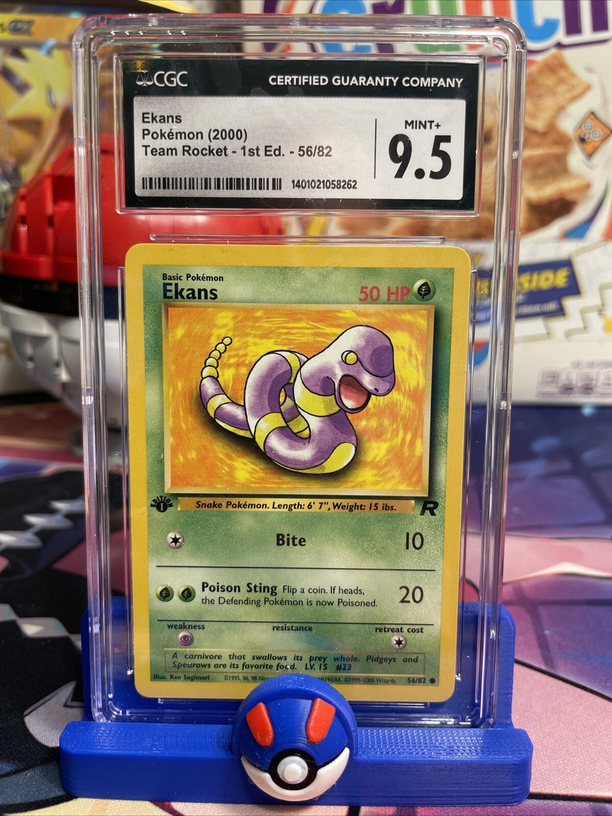 CGC 9.5 - Ekans - 2000 Pokemon TCG Team Rocket 1st Edition #56/82