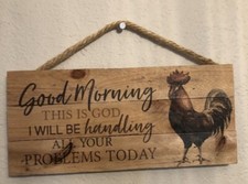 P. Graham Dunn Hanging Wooden Sign With Rooster Rope Made In America