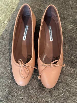 Gently Worn Manolo Blahnik Veralli Pink Leather Ballet Flat 38.5
