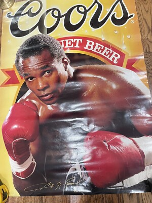 Large Lifelike 1980s' Coors Beer Sugar Ray Leonard Boxing Legend poster