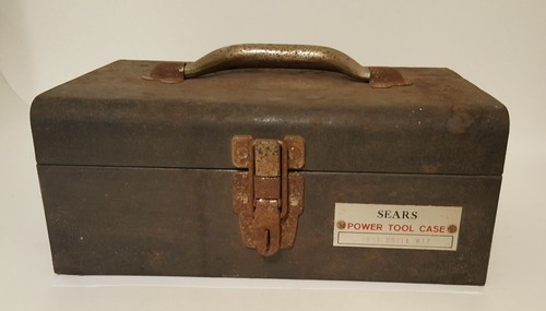 Vintage Sears Metall Elektrowerkzeugkoffer mit Griff -1801 Bohrer Kit nur Koffer-rostet - Bild 5 von 12