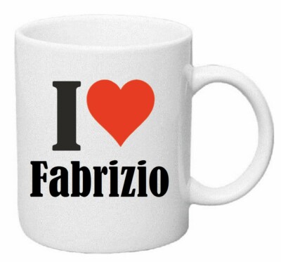 Kaffeetasse I Love Fabrizio Keramik Höhe 9,5cm in Weiß