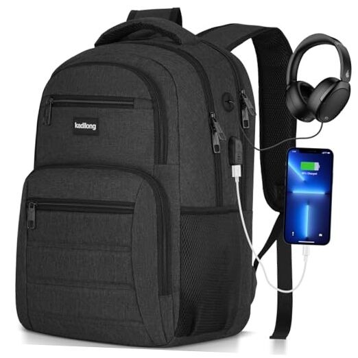 Men's 15.6 Inch Black Laptop Backpack for School or Work-image
