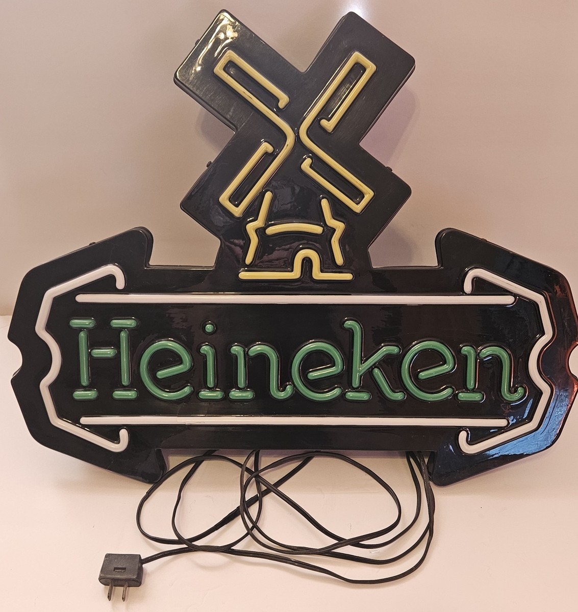 Vintage Heineken Windmill Neon Bar Sign Box Light Phase Four