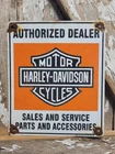 VINTAGE HARLEY-DAVIDSON PORCELAIN SIGN OLD MOTORCYCLE SALES PARTS SERVICE GARAGE