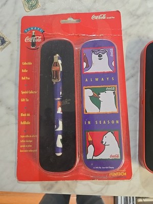 1990s Coca-Cola Polar Bear pen and tin set