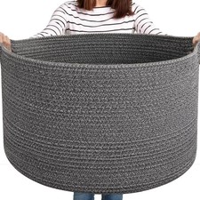 Large Woven Baskets for Storage, 22.8" x 22.8" x 13" Blanket Storage Living R...