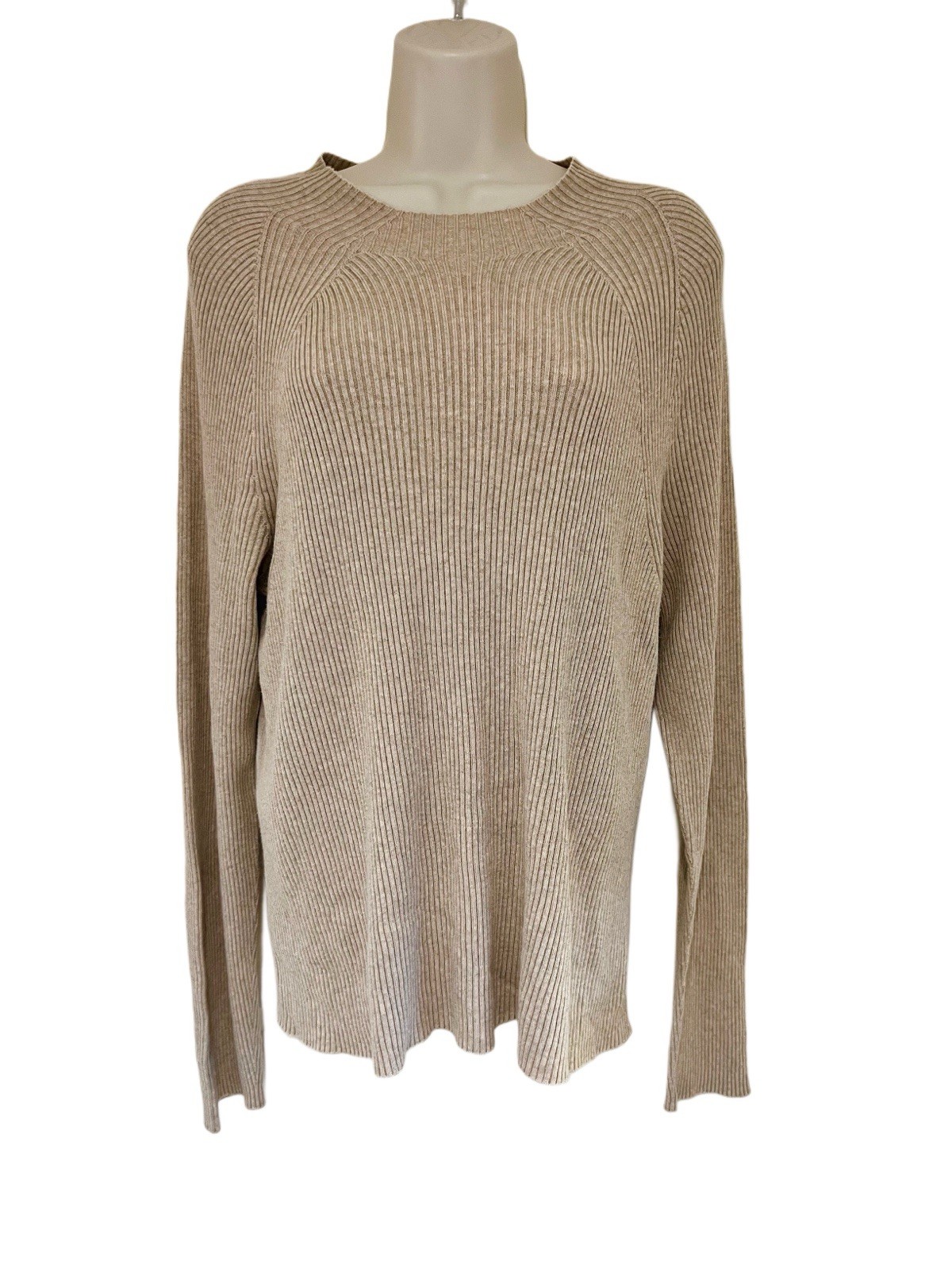 BODEN Jumper Knitted Ribbed Lightweight Beige Size 18 Long Sleeve Pullover VGC