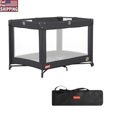 Portable Baby Playard One-Hand Fold Safe Lightweight Playpen Breathable Mesh New