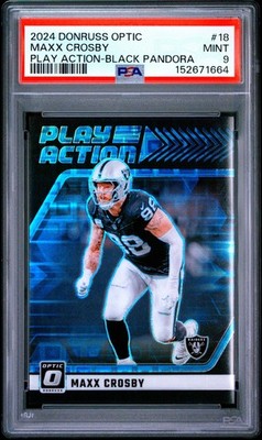 2024 Panini Donruss Optic - Maxx Crosby Play Action Black Pandora /25 - PSA 9