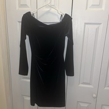 Eliza J Velvet Dress Cocktail Knee Length SZ 4 Evening Party Off The Shoulder