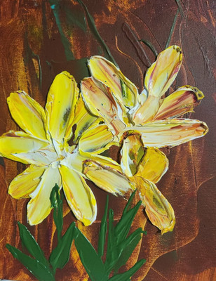 Yellow Flowers Abstract Colorful Modern Unique Bold Acrylic Canvas Textured