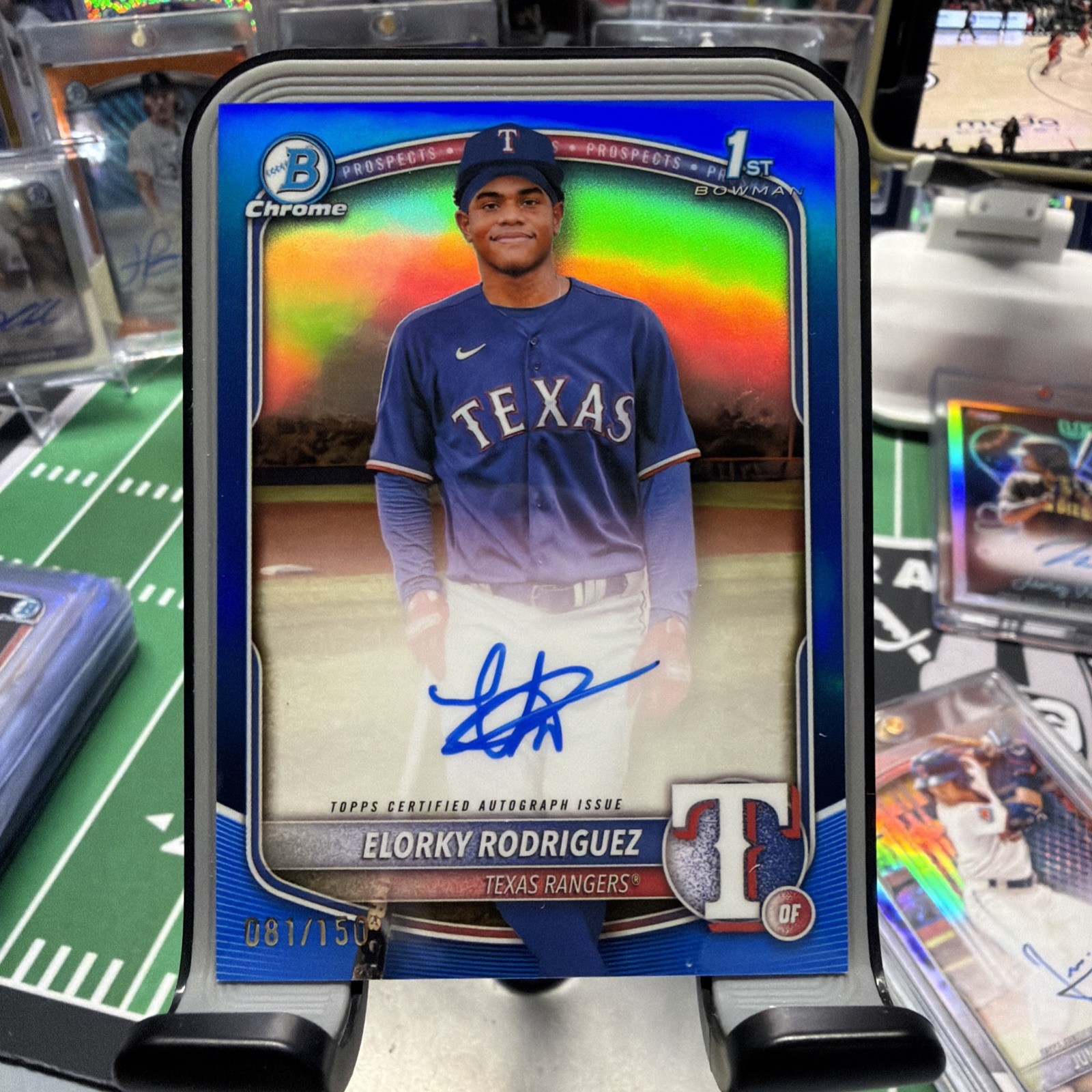 2025 Bowman Chrome Elorky Rodriguez True Blue Color Match Auto /150 1st Bowman