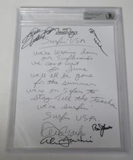 Brian Wilson THE BEACH BOYS Signed "Surfin' USA" Handwritten Lyrics by 4 BAS JSA
