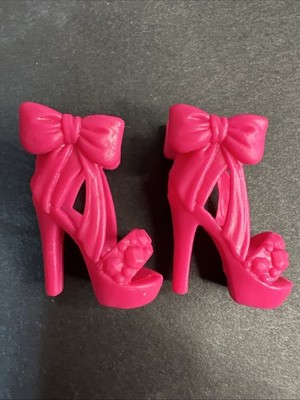 Mattel Barbie Pink High Heels Open Toe Big Bows Bright Shoes Chic With Wink