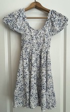 Aeropostale Floral Smocked Fit And Flare Puff Sleeve Lined Tiered Mini Dress XS