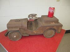 Vintage Structo Jeep Fire Department Truck Pumper #26 Pedal Car Look RUST PATINA