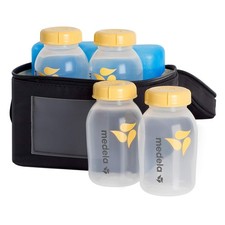 Medela Breast Milk Storage Cooler Bag with Contoured Ice Pack, 4 Bottles and Lid