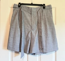 Banana Republic Women’s Paperbag Shorts Pleat Front Tie Belt Gray 14 NWT