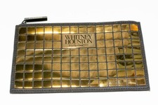 MAC X Whitney Houston NIPPY  S CLUTCH Gold Metal Accent Cosmetic Bag w/ Zipper