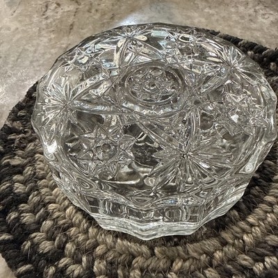 Anchor Hocking Glass EAPC Prescut STAR of DAVID Clear Powder Puff Box & Lid 2'' h