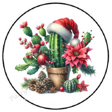 CHRISTMAS CACTUS POINSETTIA ENVELOPE SEALS LABELS STICKERS PARTY FAVORS
