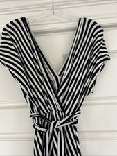 J.CREW Black and White Striped Tie Waist Maxi Dress ~S