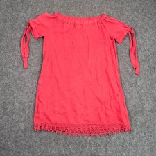 Lungo L'Arno Coral Pink Off-The-Shoulder Mini Shift Dress Women's Size Small