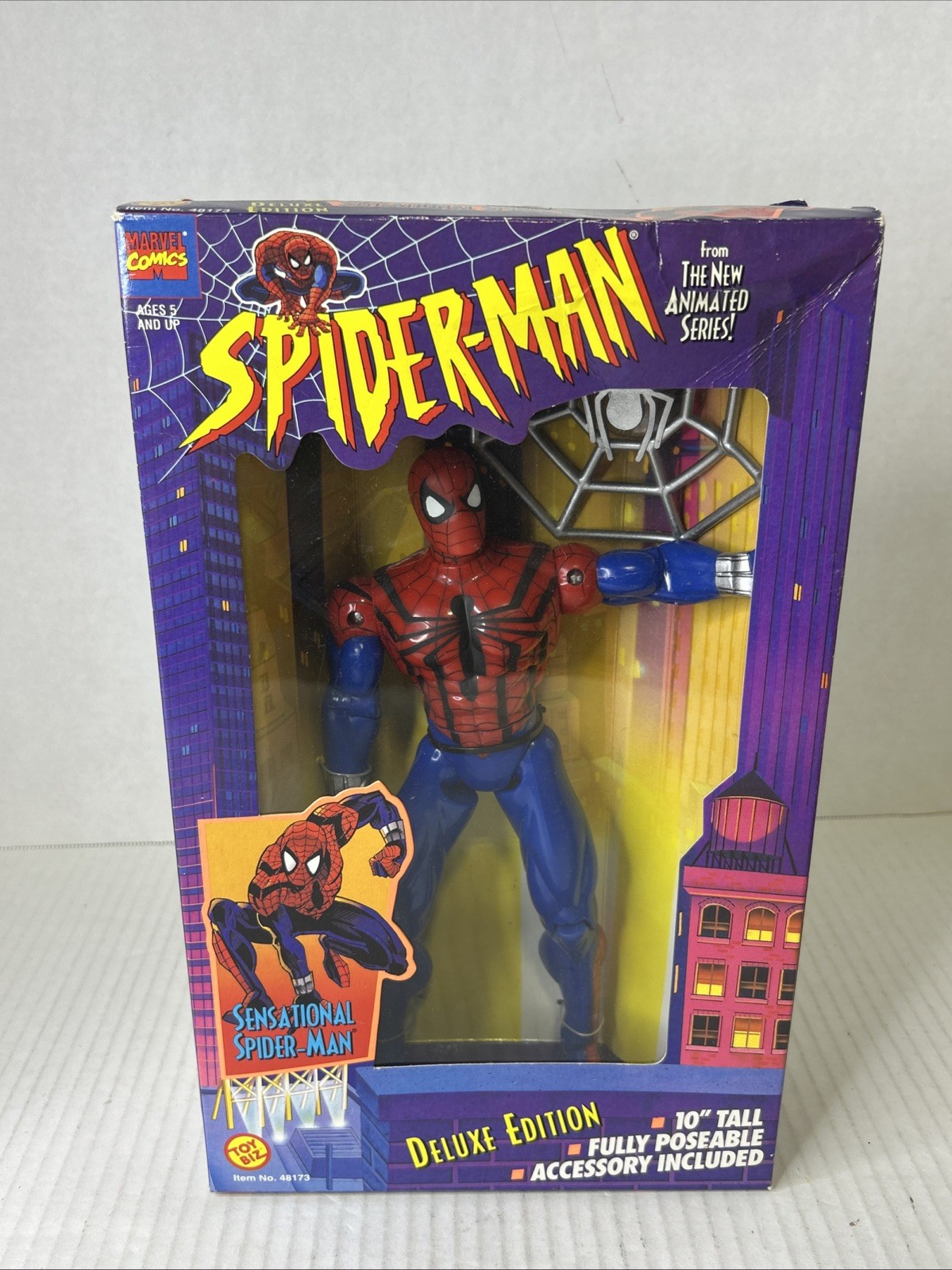Wall Hanging Spider-Man Deluxe Edition 10 Inch Figure Sealed In Box Toy Biz E9