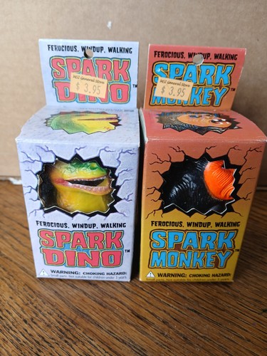 Vintage Windup Spark Monkey And Spark Dino King Kong And Godzilla In Box