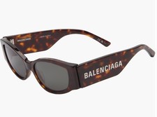 Balenciaga Women’s Oval Sunglasses Tortoiseshell Brown Frame Gray Tinted Lens