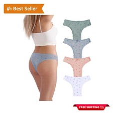 Stylish Heart Patterned Low Rise Brazilian Panties 4-Pack Cotton Comfort