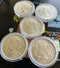 (5) 1922 GEM Uncirculated Peace Liberty Silver Dollars In Cases USA See Pics 🔥