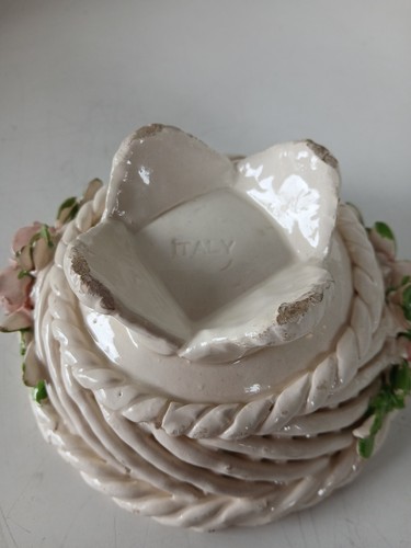 Capodimonte style Porcelain Lattice Rose Candy Dish Bowl With MisMatched Cover - Picture 7 of 16