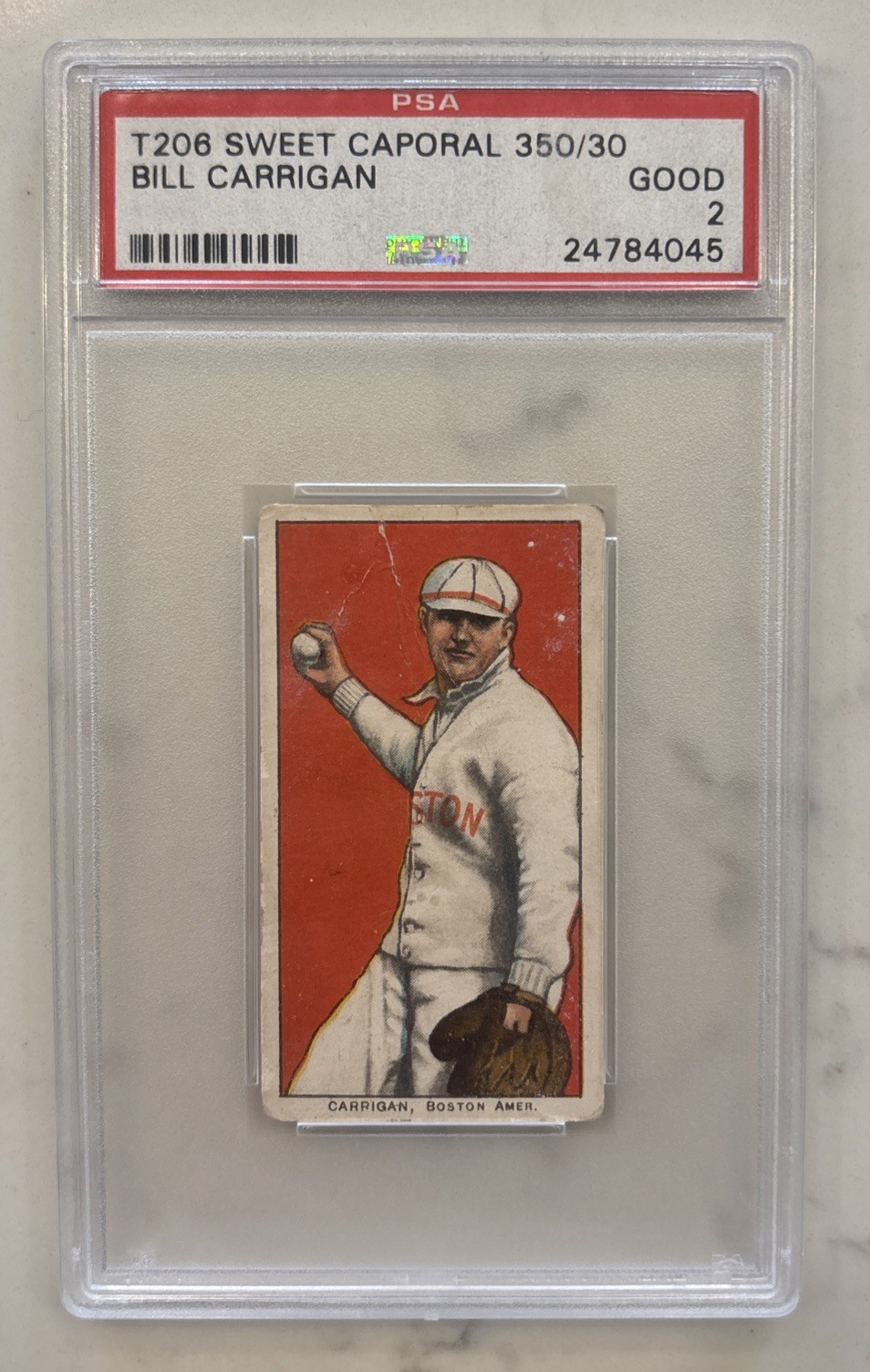1909-1911 T206 Sweet Caporal 350/30 Bill Carrigan Boston Red Sox PSA 2 