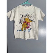Vintage Pooh tshirt kids Pooh rain umbrella piglet Brazos tag medium 7-8