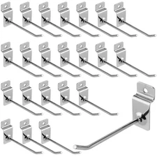 MUKLEI 100 PCS 4 Inch Silver Slatwall Hooks Slat Wall Gridwall Panel Slat Wal...