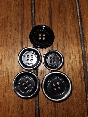 BURBERRY BRIT Authentic Black Replacement Buttons Coat Jacket 4-Hole Lot of 5
