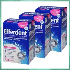 (3 Pack) Efferdent Retainer & Denture Cleaner Tablets, Complete Clean, 126 Count