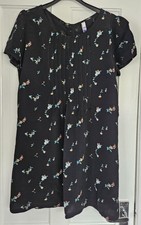 Henry Holland Black Dress Size 10 Floral Print Short Sleeve Summer Casual Summer
